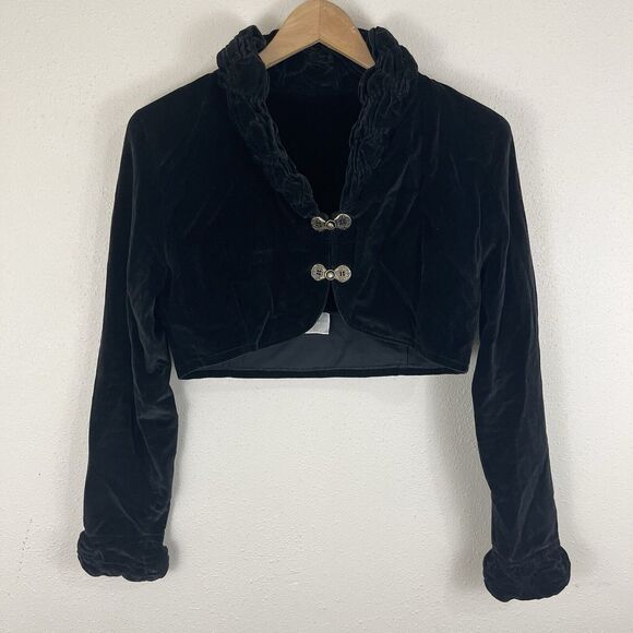 Black Velvet Bolero Crop Jacket Victorian Goth Vampire Karen De Freitas Cottage - Picture 1 of 5